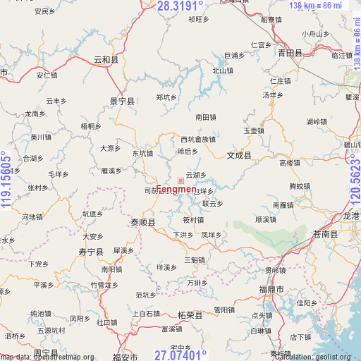 Fengmen on map