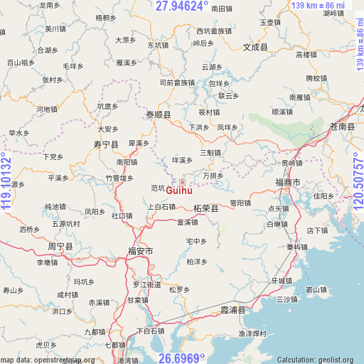 Guihu on map