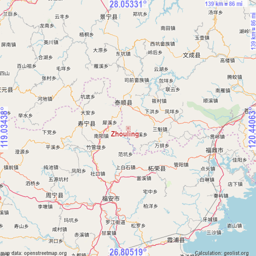 Zhouling on map