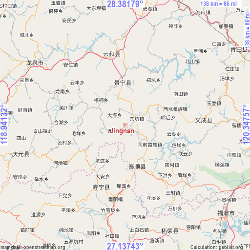 Jingnan on map