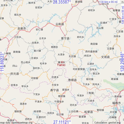 Yanxi on map