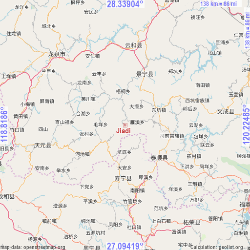 Jiadi on map