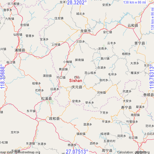 Sishan on map