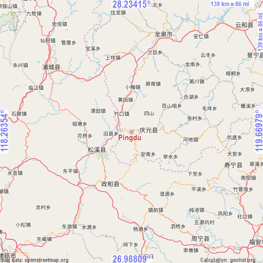 Pingdu on map