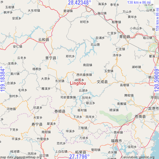 Linghou on map