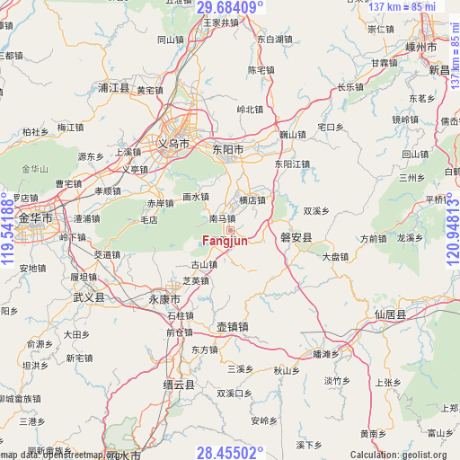 Fangjun on map