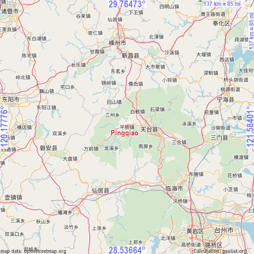 Pingqiao on map