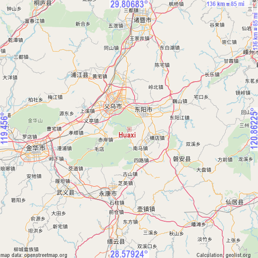 Huaxi on map