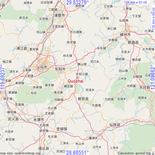 Guozhai on map