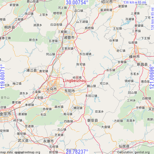 Lingbeizhou on map