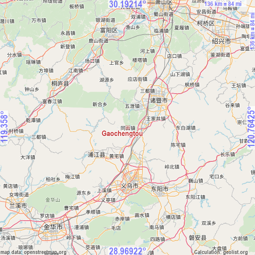 Gaochengtou on map