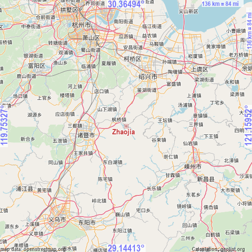 Zhaojia on map