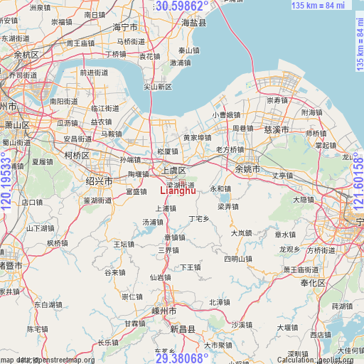 Lianghu on map