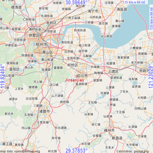 Jinsanjiao on map