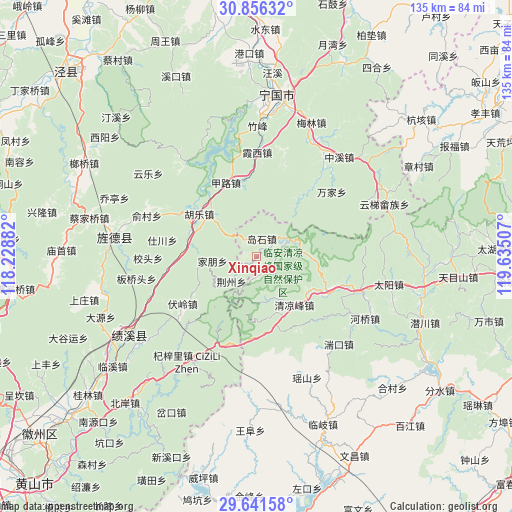 Xinqiao on map