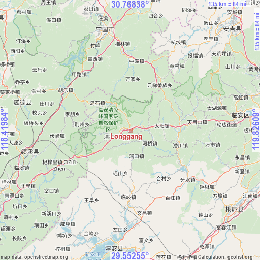 Longgang on map