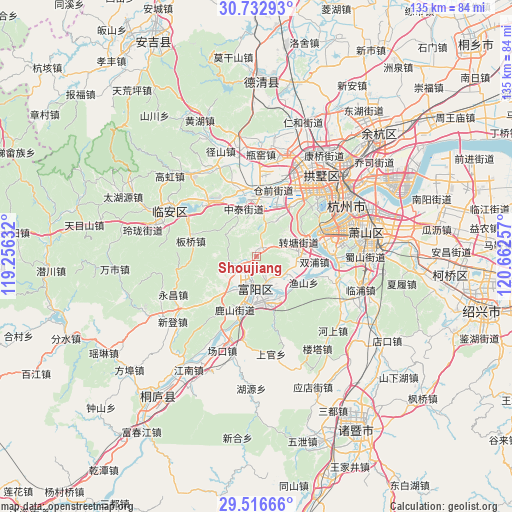 Shoujiang on map