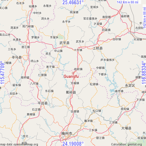 Guangfu on map