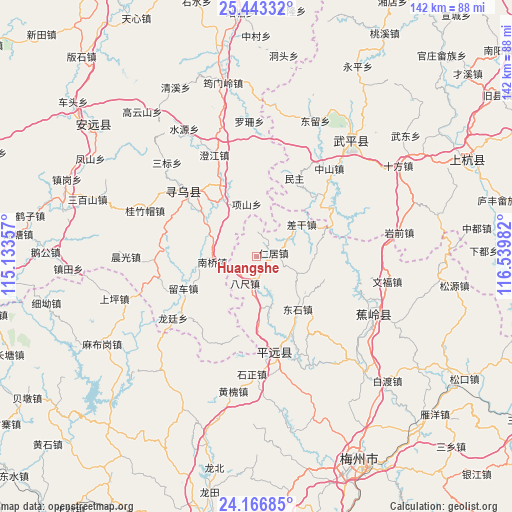 Huangshe on map