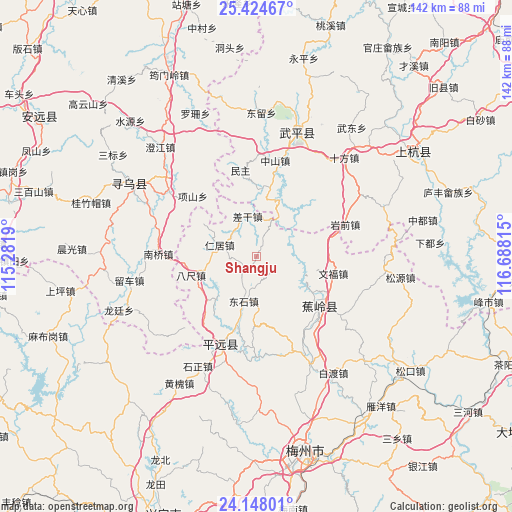 Shangju on map