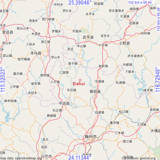 Sishui on map