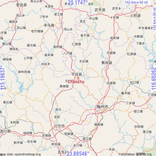 Chaozhu on map