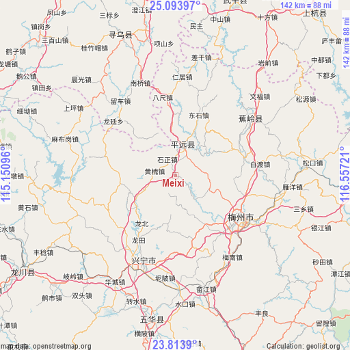 Meixi on map