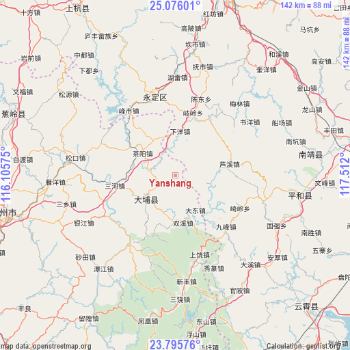 Yanshang on map