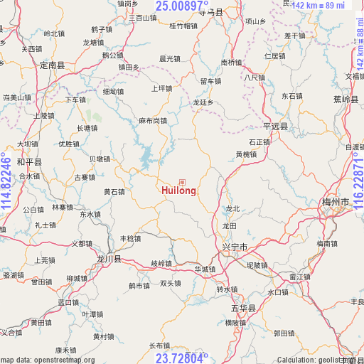 Huilong on map