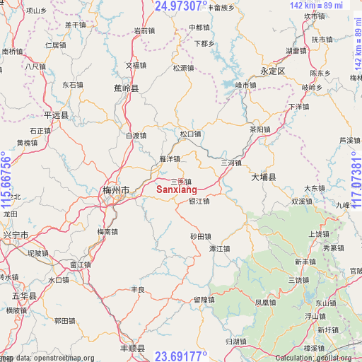 Sanxiang on map