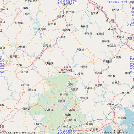 Dadong on map