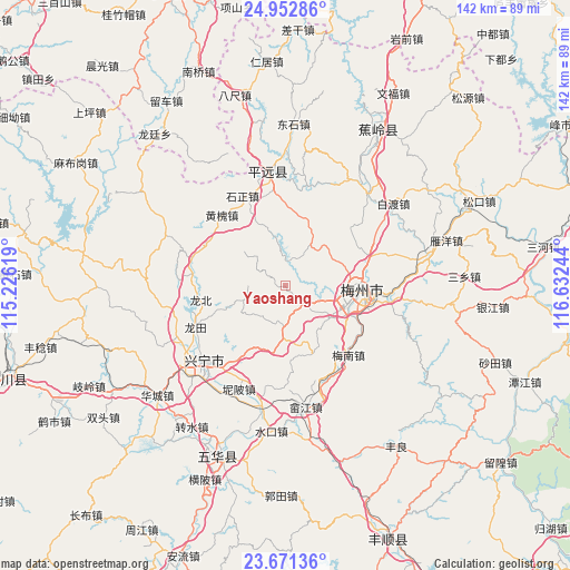 Yaoshang on map