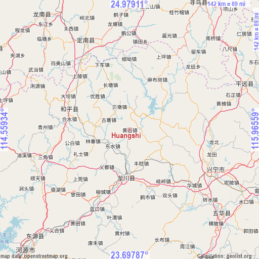 Huangshi on map