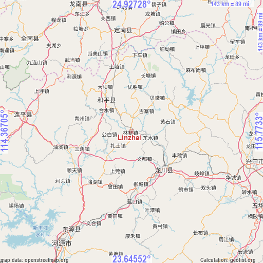 Linzhai on map