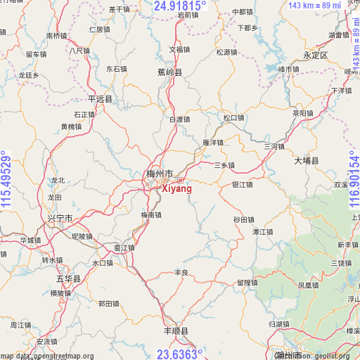 Xiyang on map