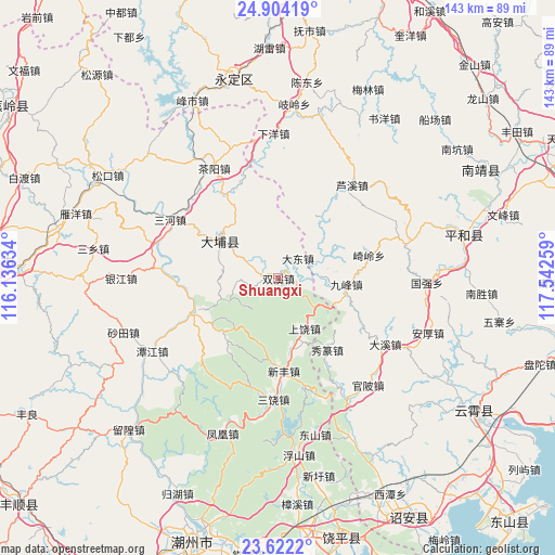 Shuangxi on map