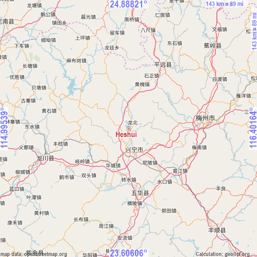 Heshui on map