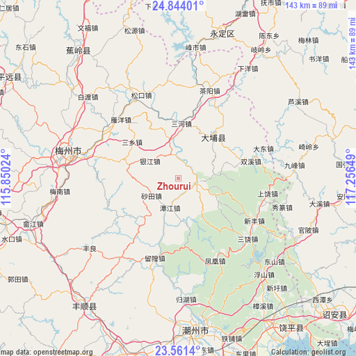 Zhourui on map