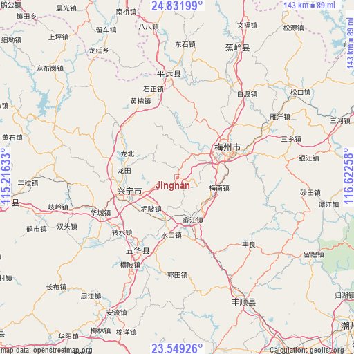 Jingnan on map