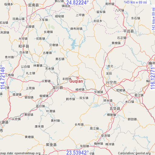 Guqian on map