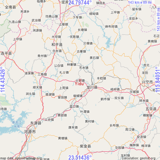 Yidu on map