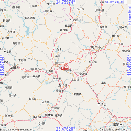 Libei on map