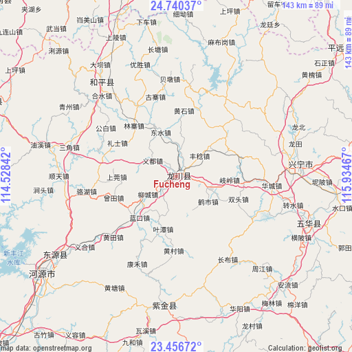 Fucheng on map