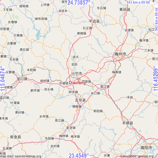 Diaofang on map