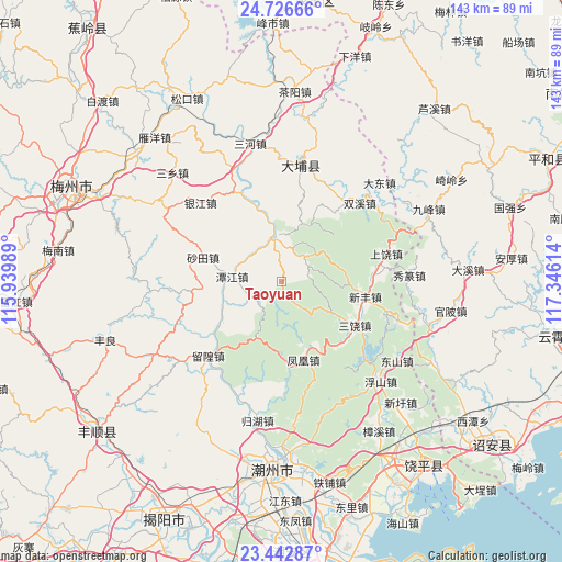 Taoyuan on map