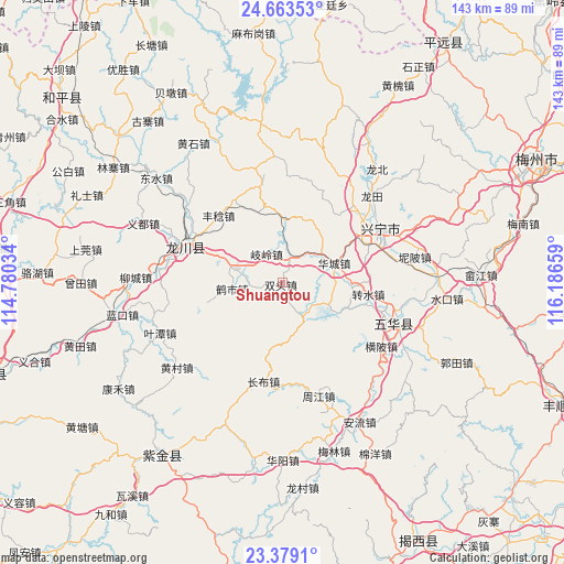 Shuangtou on map