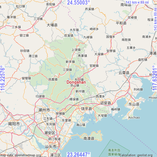 Dongshan on map