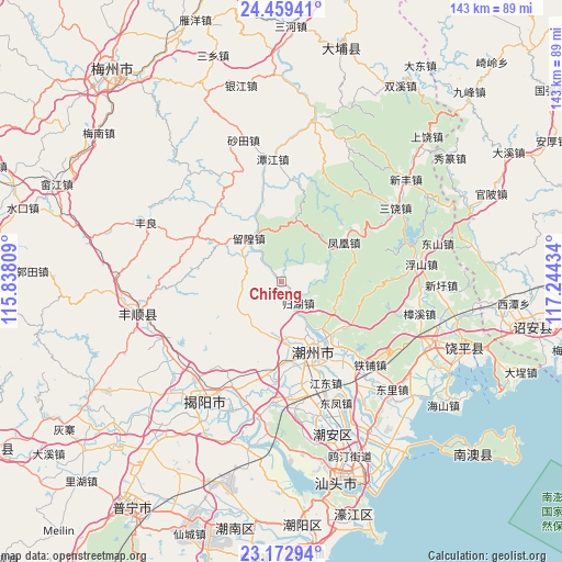 Chifeng on map