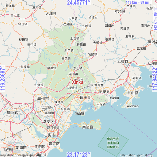 Xinxu on map