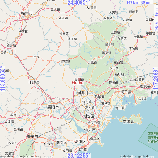 Guihu on map